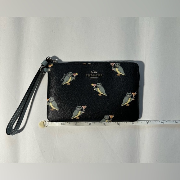 Coach "Party Owl" Print Wristlet /Small Clutch/ Wallet (Owls with Cocktails) - Picture 8 of 10